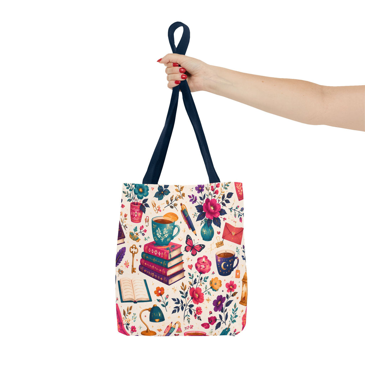 Whimsy & Wonder Floral Books Tote Bag — Vintage Garden Print AOP