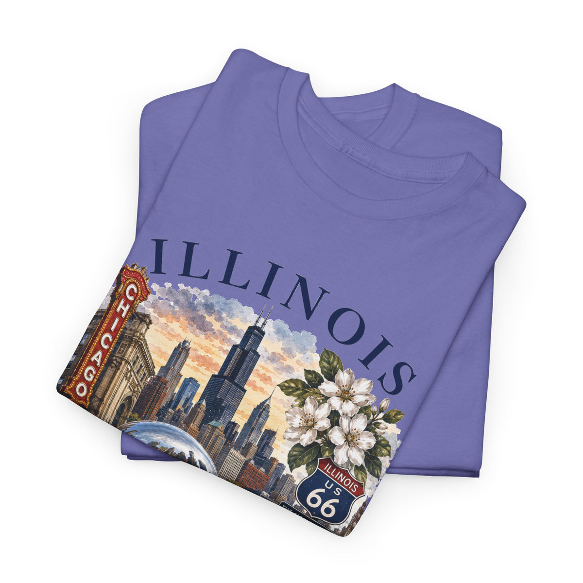 Illinois Vintage Travel T-Shirt — Chicago Route 66 Souvenir Tee