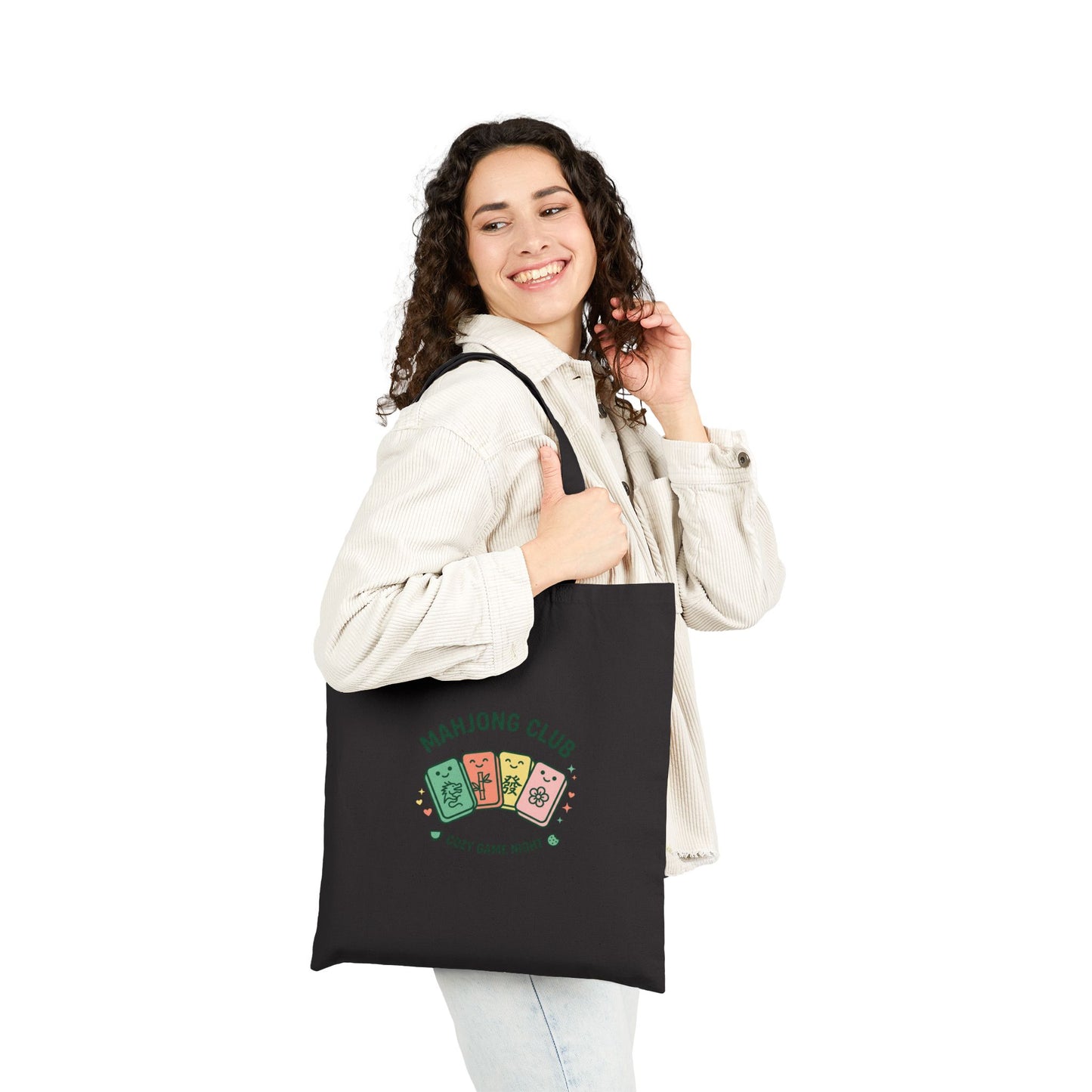 Mahjong Club Cotton Canvas Tote Bag