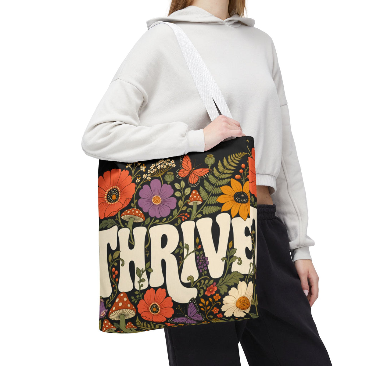THRIVE Book Club Floral Books Tote Bag — Vintage Garden Print AOP