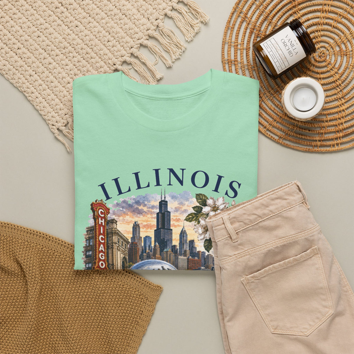 Illinois Vintage Travel T-Shirt — Chicago Route 66 Souvenir Tee