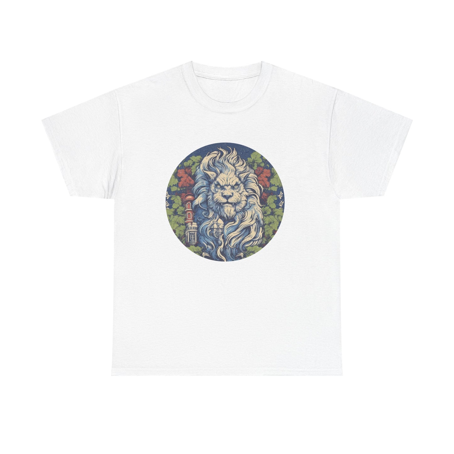 Lion Illustration T‑Shirt — Vintage Floral Lion Graphic Tee