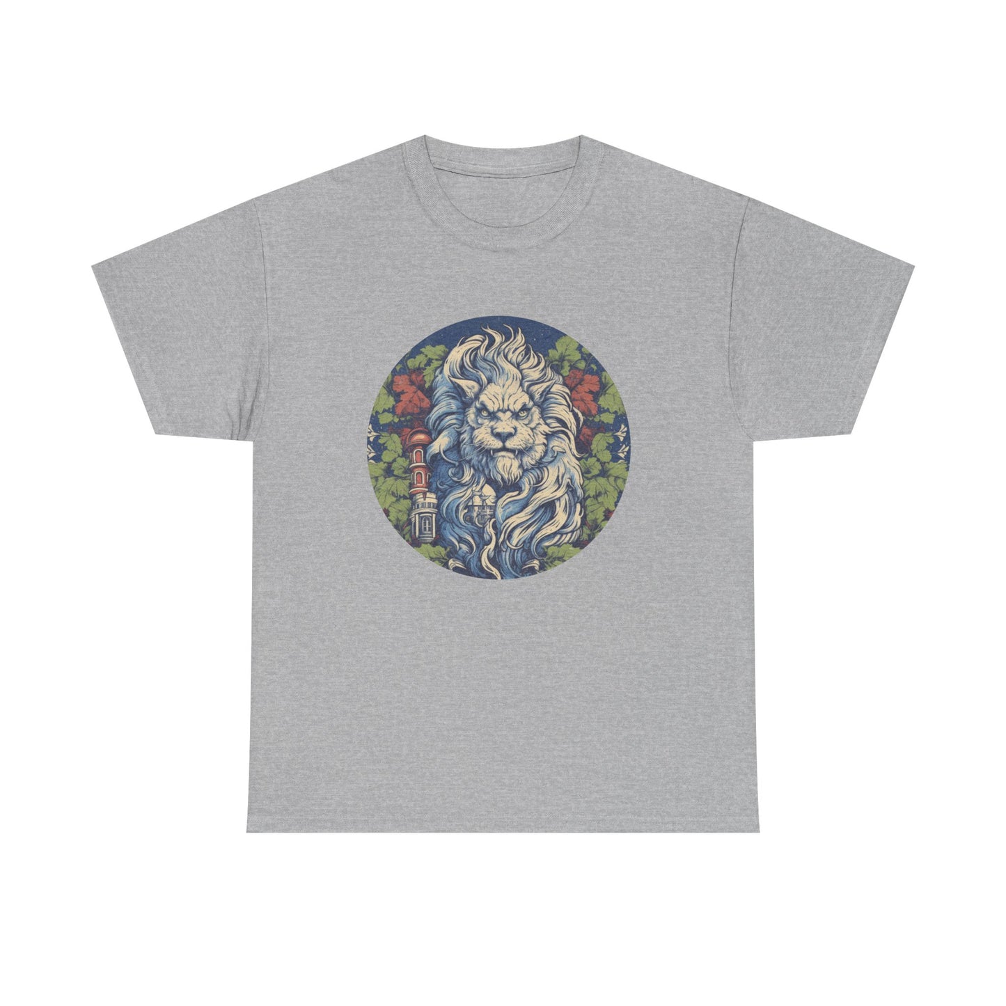 Lion Illustration T‑Shirt — Vintage Floral Lion Graphic Tee