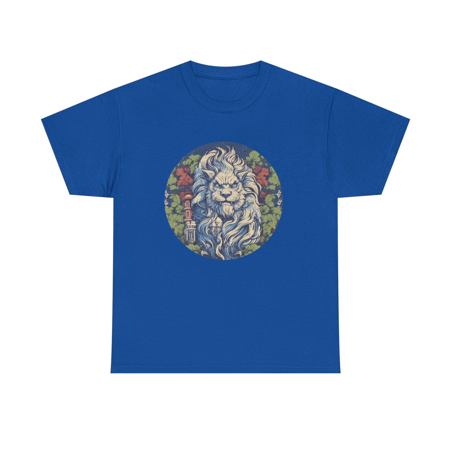 Lion Illustration T‑Shirt — Vintage Floral Lion Graphic Tee
