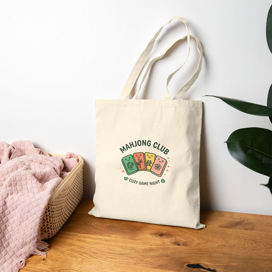 Mahjong Club Cotton Canvas Tote Bag