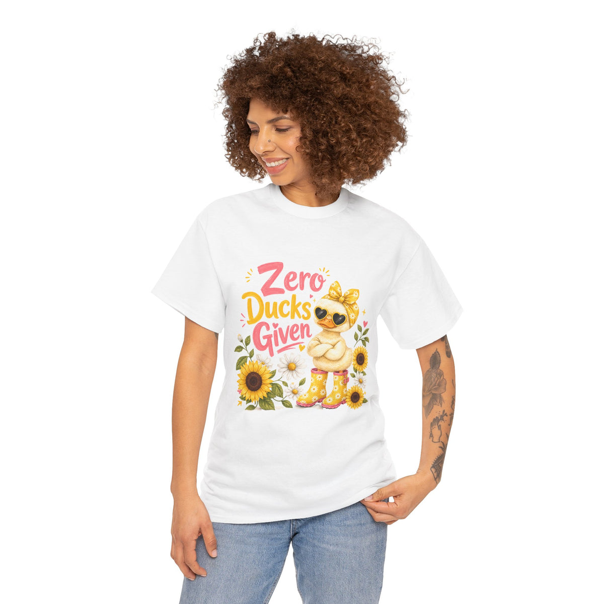 Zero Ducks Given T-Shirt | Cute Duck, Sunflowers, Funny Phrase