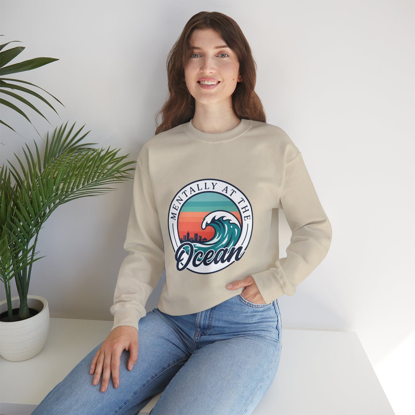 Mentally at the Ocean Crewneck Sweatshirt | coastal aesthetic, sea breeze