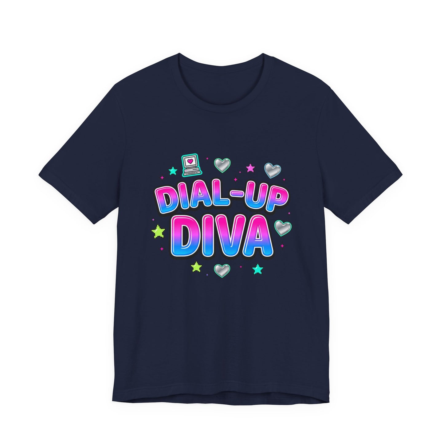 Dial-Up Diva Tee Y2K slogan, bubblegum pink cyber nostalgia