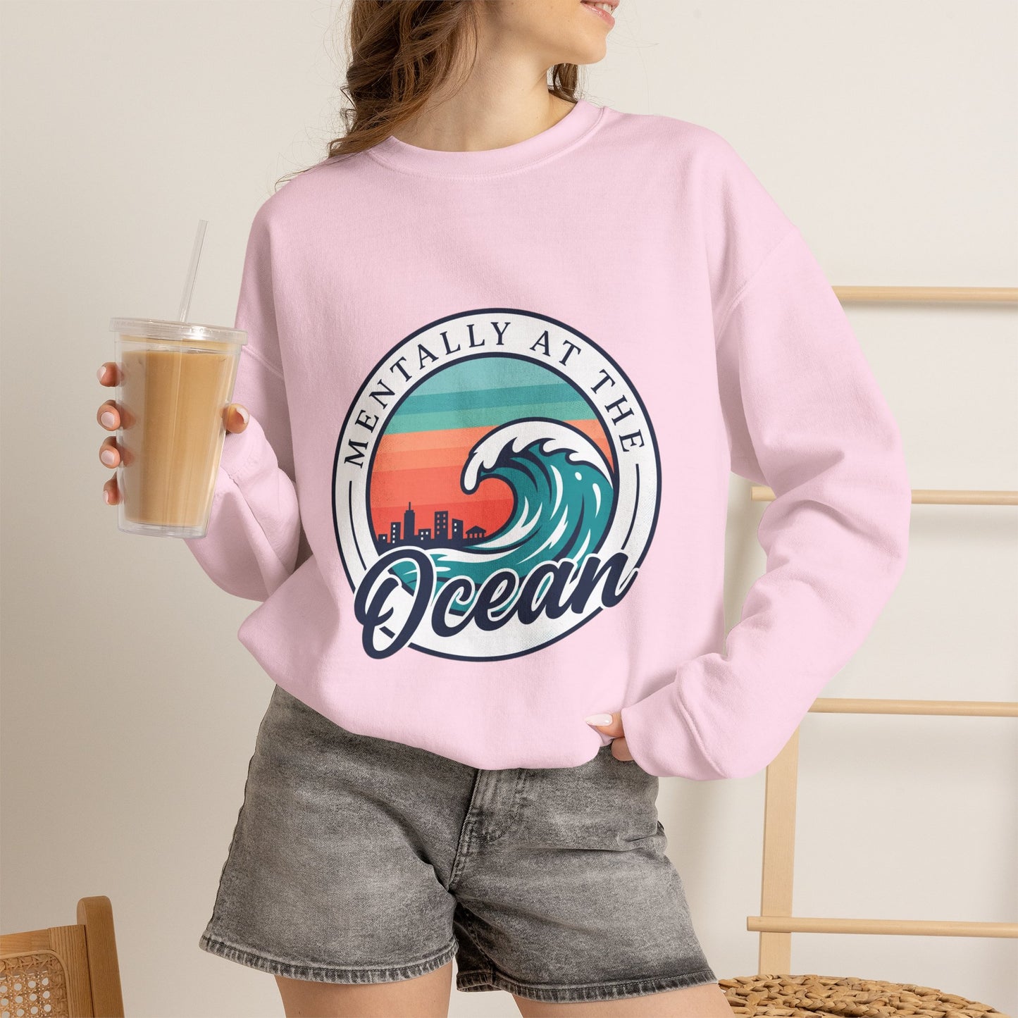 Mentally at the Ocean Crewneck Sweatshirt | coastal aesthetic, sea breeze