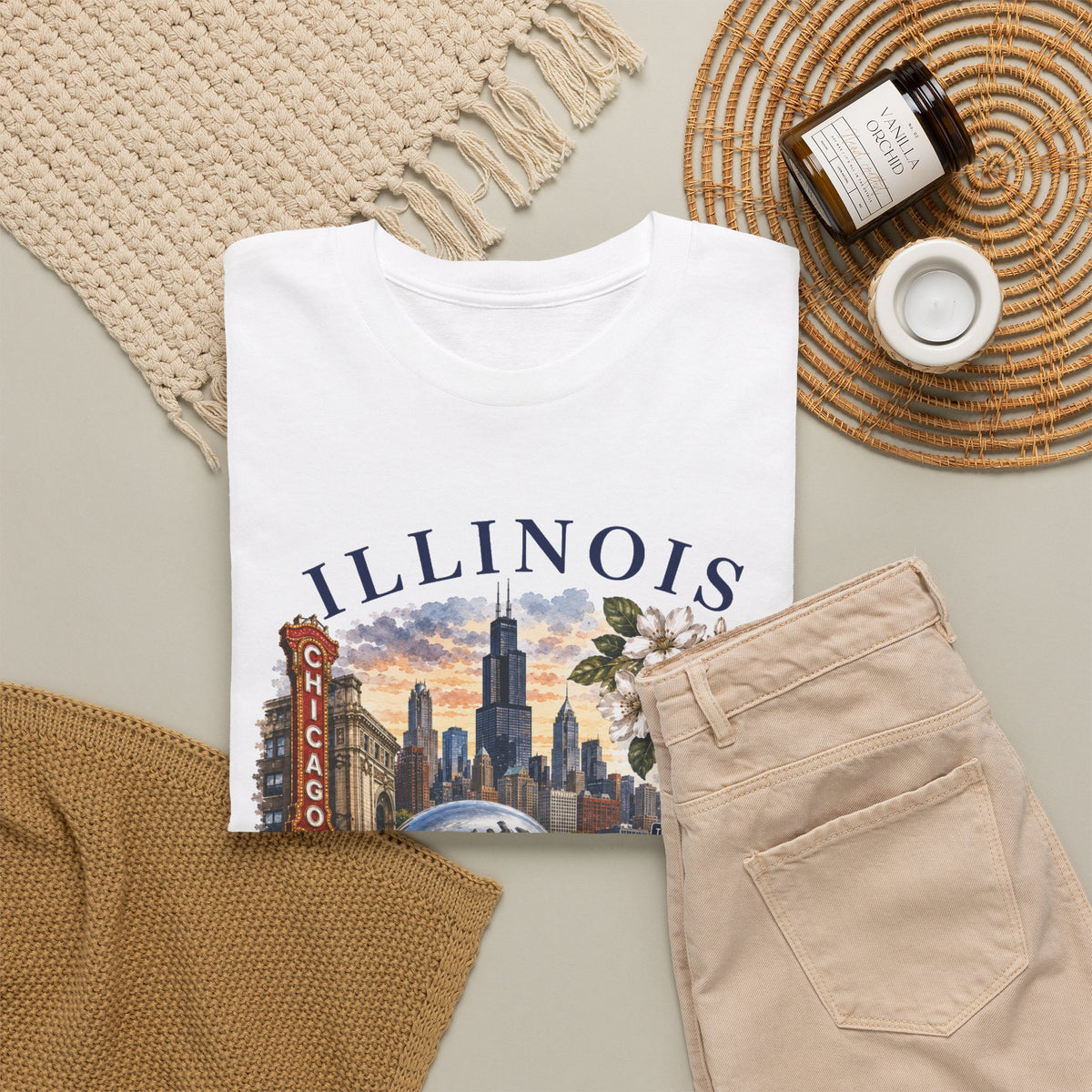 Illinois Vintage Travel T-Shirt — Chicago Route 66 Souvenir Tee