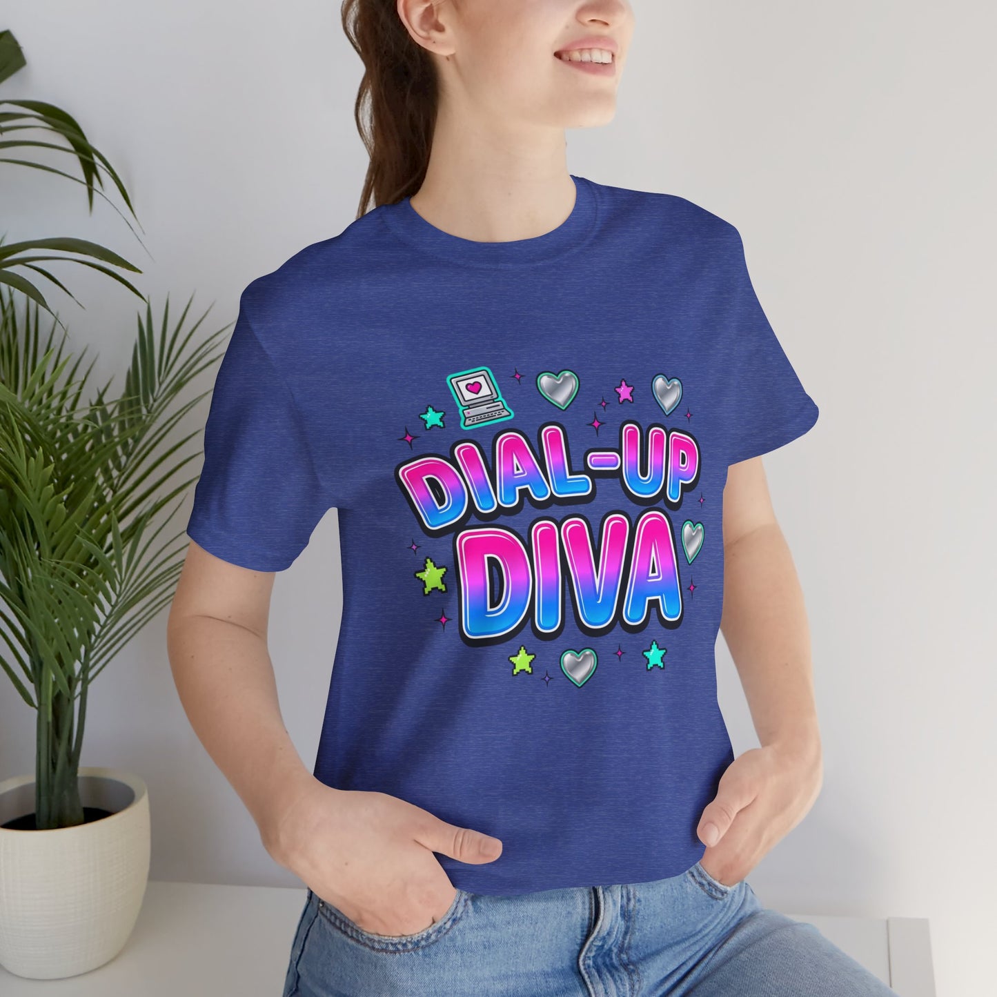 Dial-Up Diva Tee Y2K slogan, bubblegum pink cyber nostalgia