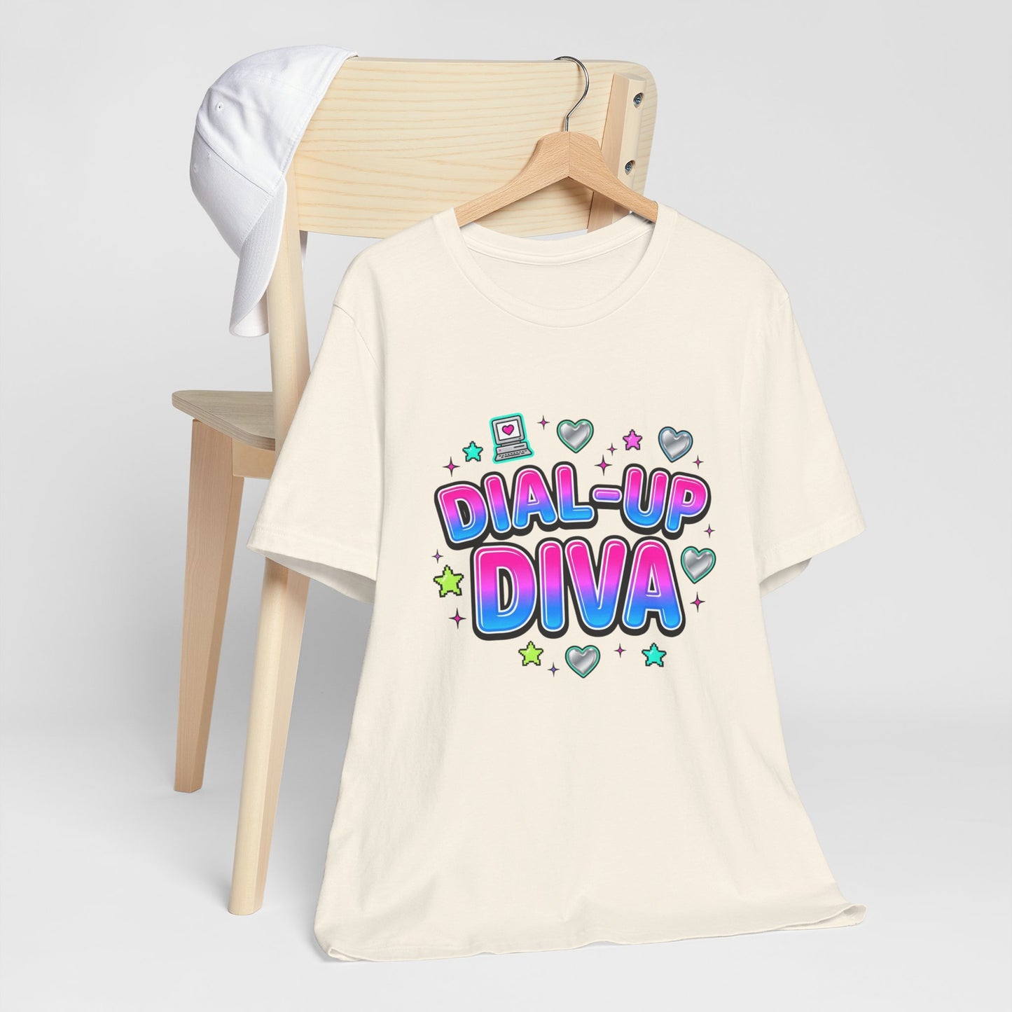 Dial-Up Diva Tee Y2K slogan, bubblegum pink cyber nostalgia