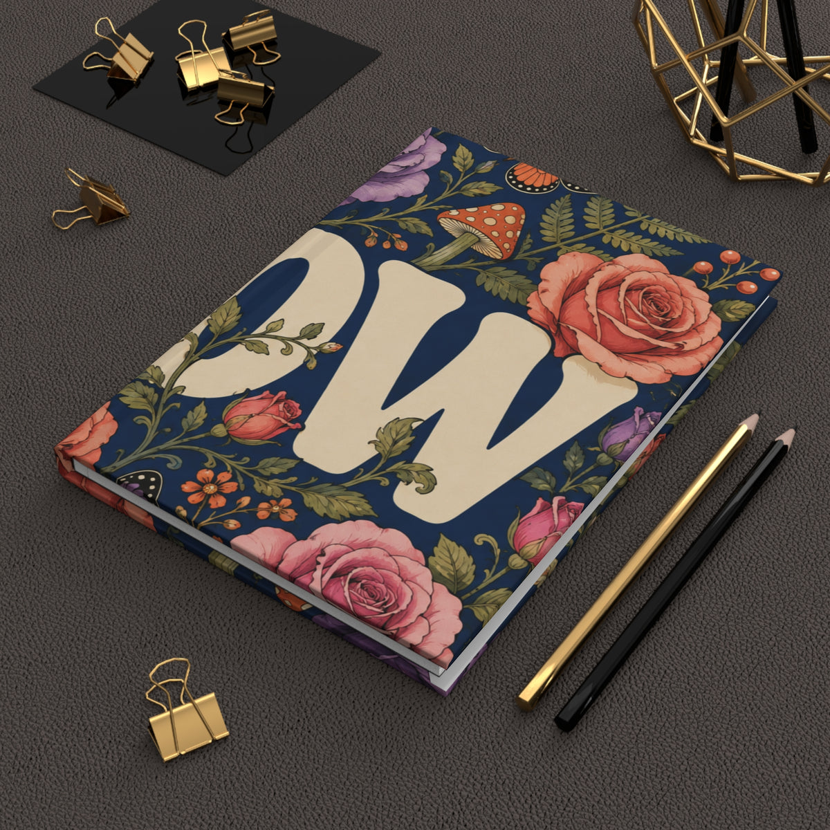 GROW Book Club Floral Tea & Books Hardcover Journal — Vintage Botanical Notebook