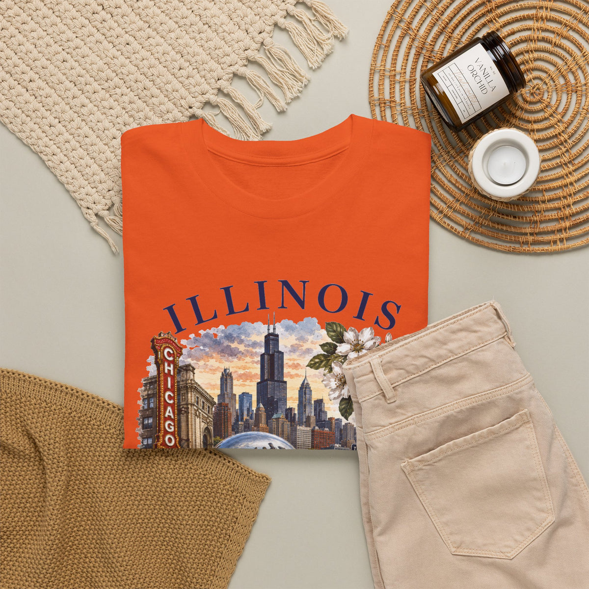 Illinois Vintage Travel T-Shirt — Chicago Route 66 Souvenir Tee