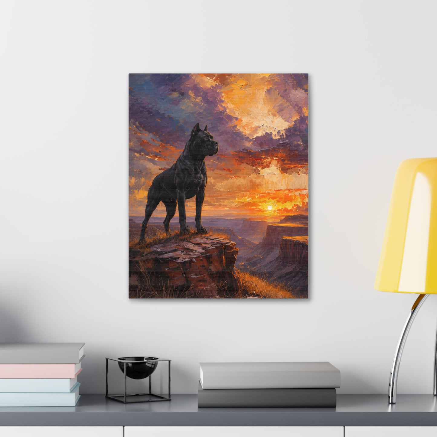 Black Cane Corso Sunset Canyon Wall Art