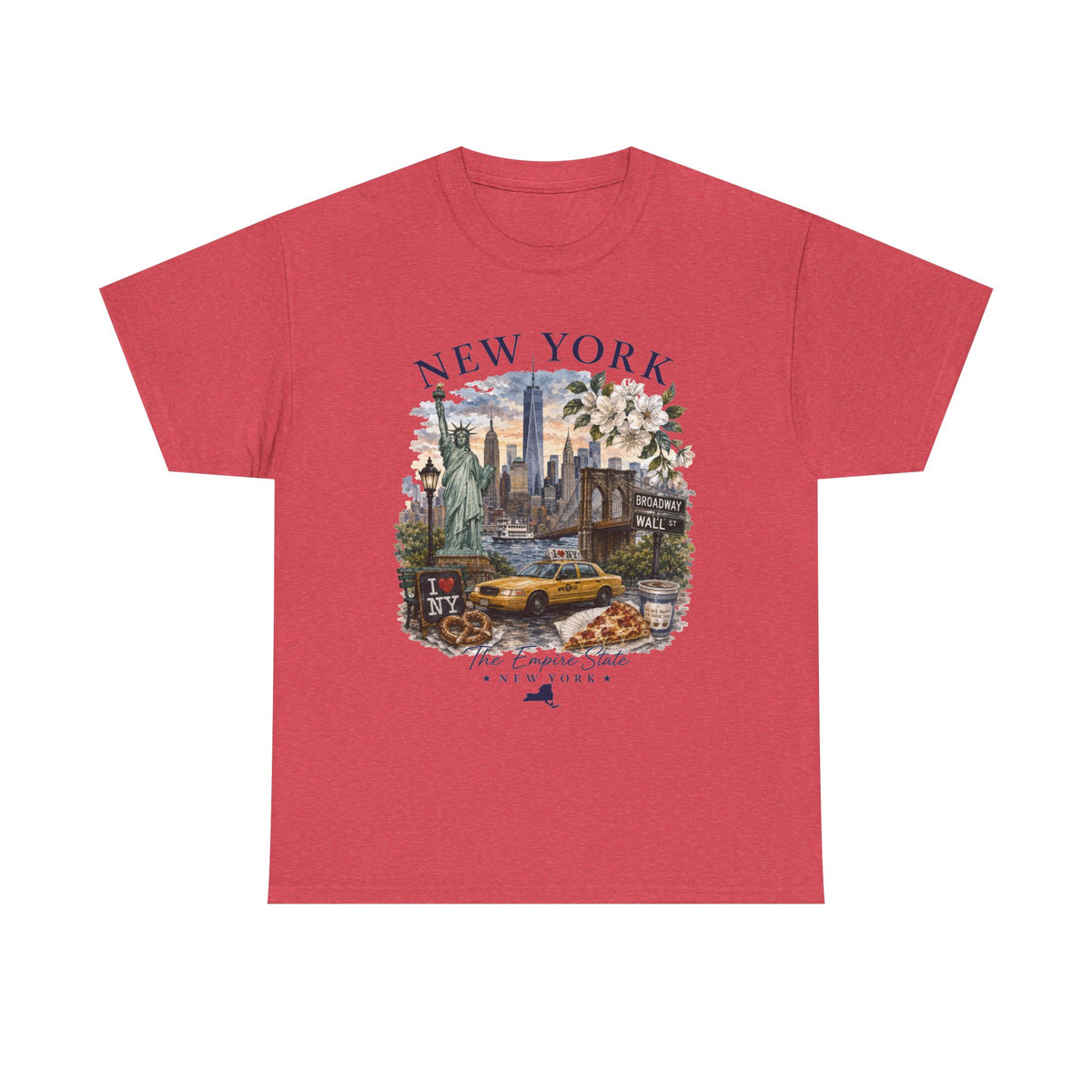 New York City Vintage Travel Tee — NYC Skyline, Yellow Cab & Landmark Collage