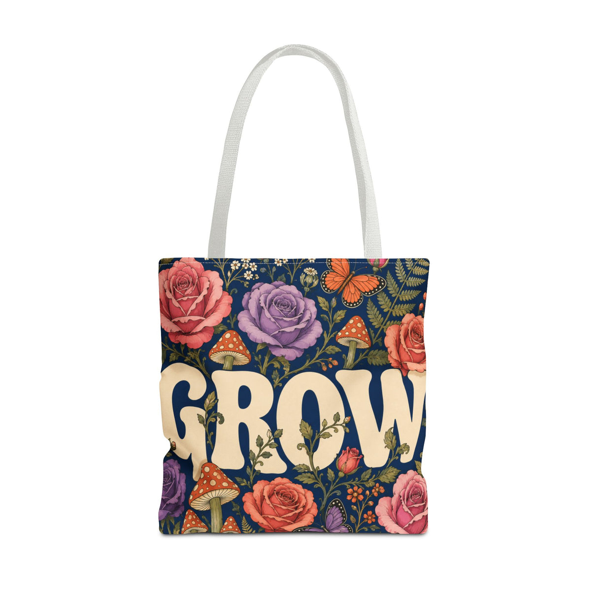 GROW Book Club Floral Books Tote Bag — Vintage Garden Print AOP
