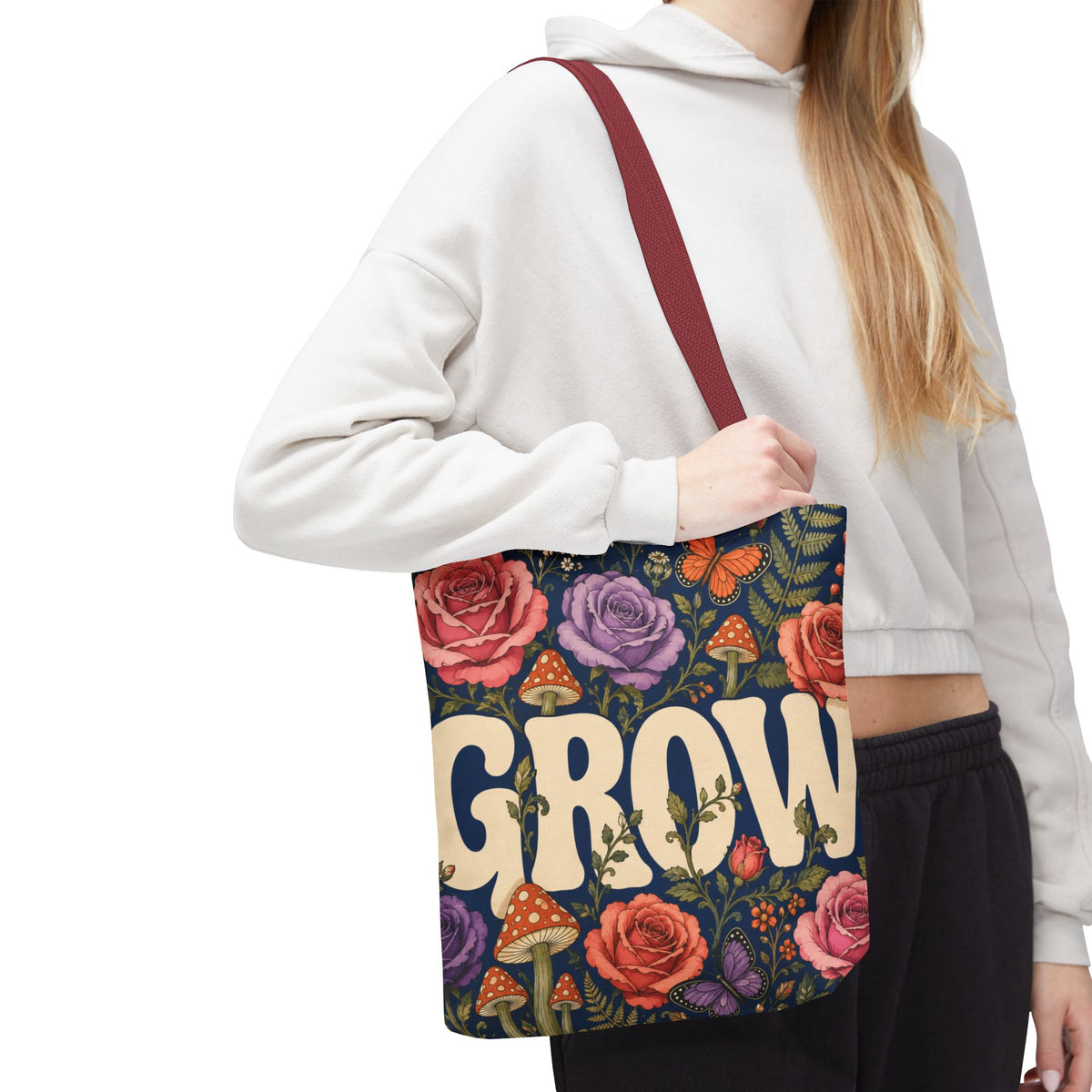GROW Book Club Floral Books Tote Bag — Vintage Garden Print AOP