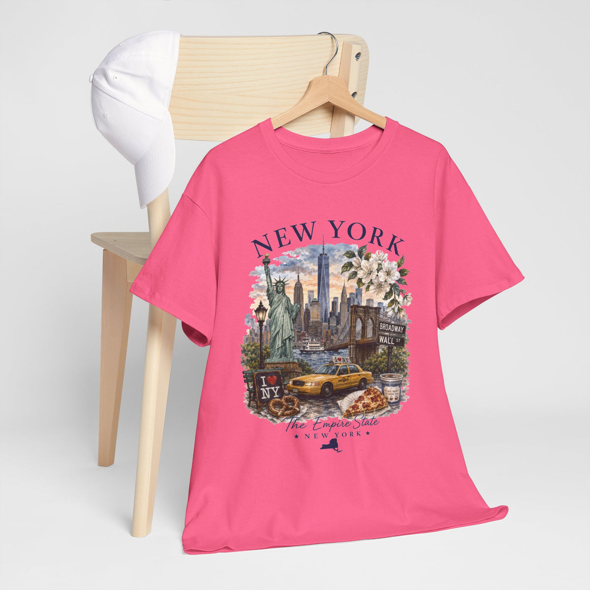 New York City Vintage Travel Tee — NYC Skyline, Yellow Cab & Landmark Collage