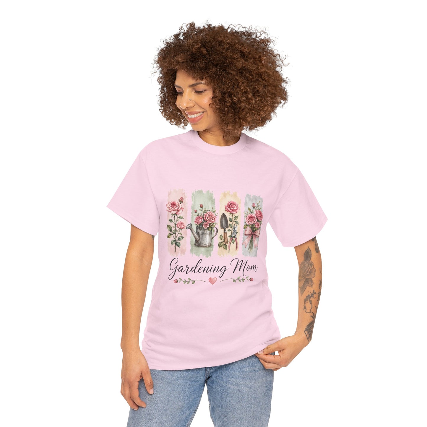 Gardening Mom T-Shirt – Floral Watercolor Garden Tools Tee