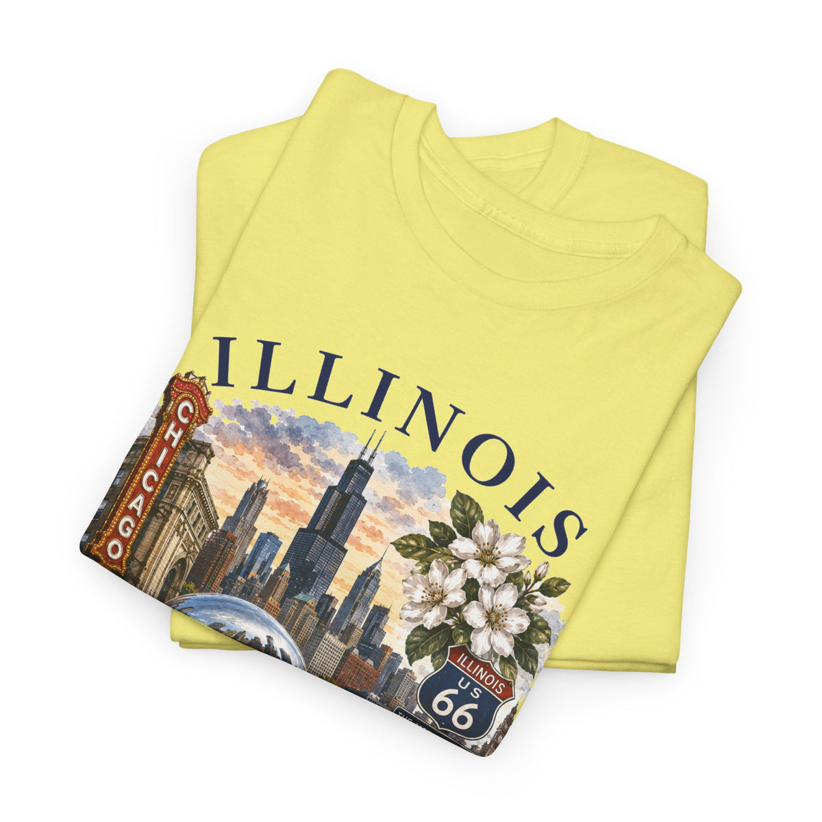 Illinois Vintage Travel T-Shirt — Chicago Route 66 Souvenir Tee