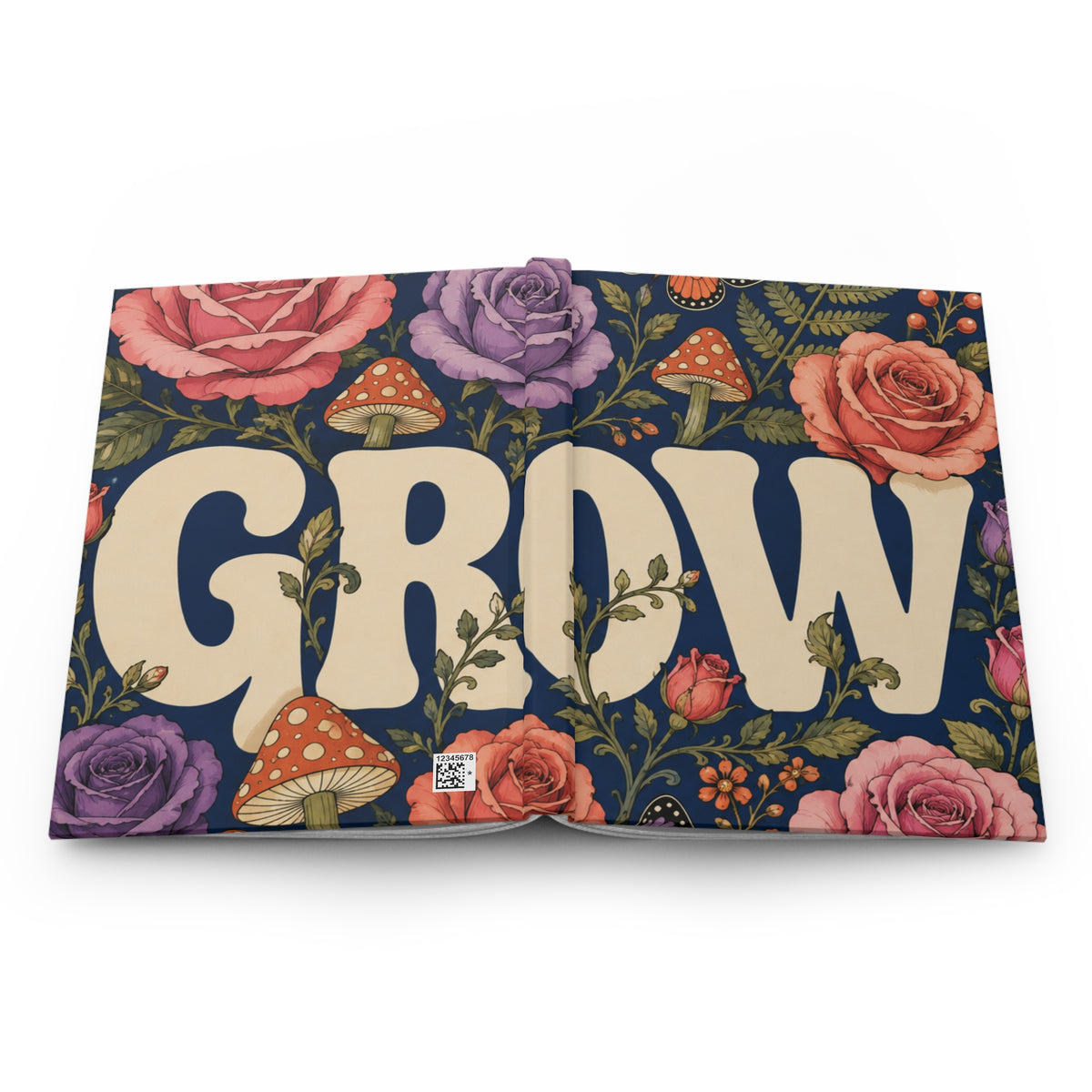 GROW Book Club Floral Tea & Books Hardcover Journal — Vintage Botanical Notebook