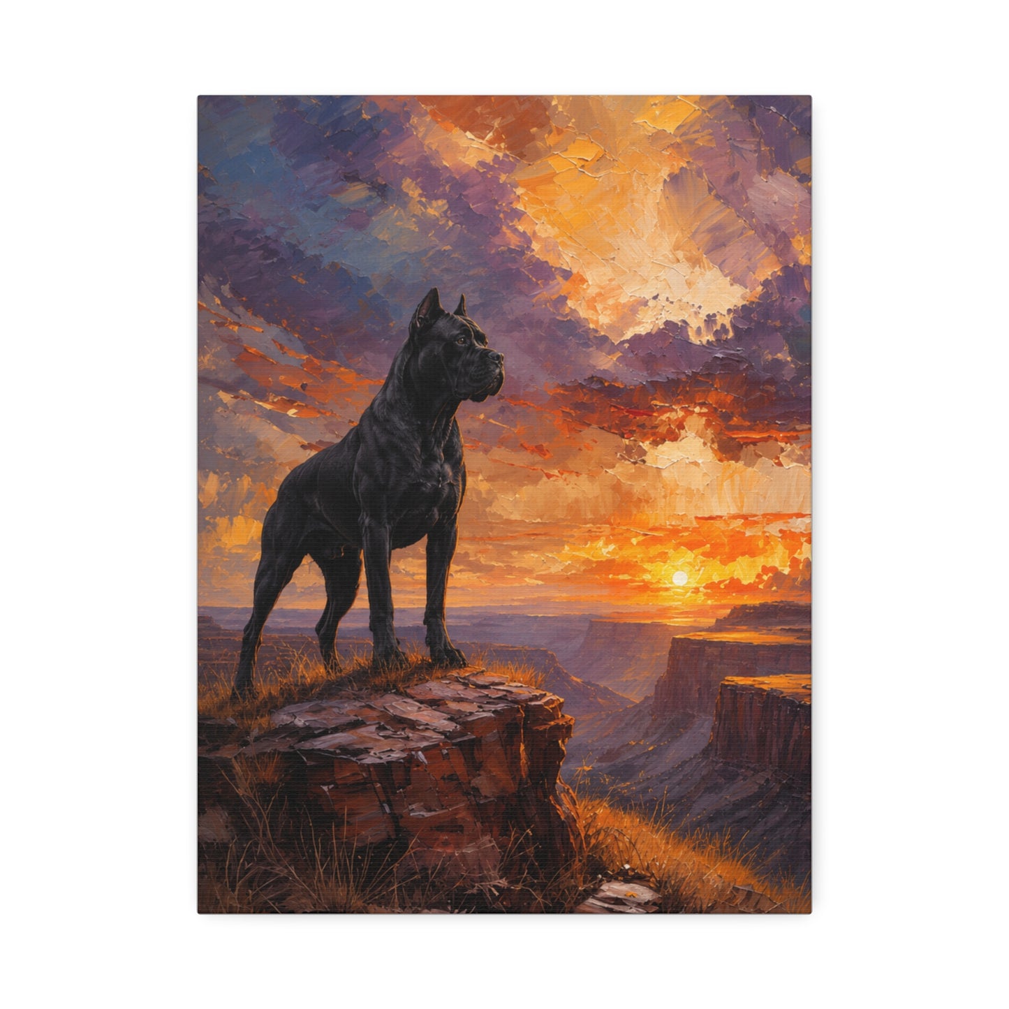 Black Cane Corso Sunset Canyon Wall Art