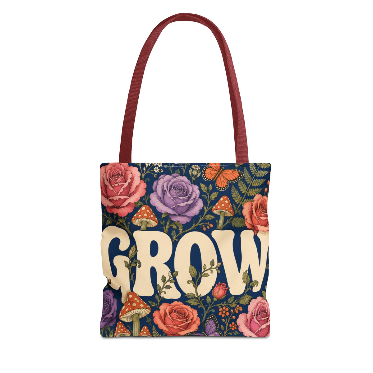 GROW Book Club Floral Books Tote Bag — Vintage Garden Print AOP