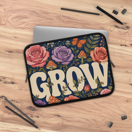 GROW Book Club Floral Bookish Laptop Sleeve — Books & Blossoms Protective Case