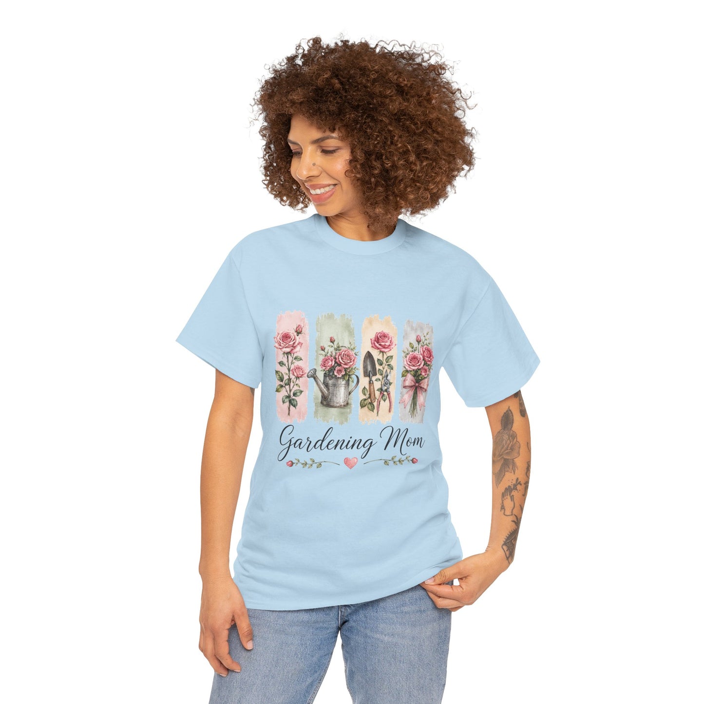 Gardening Mom T-Shirt – Floral Watercolor Garden Tools Tee