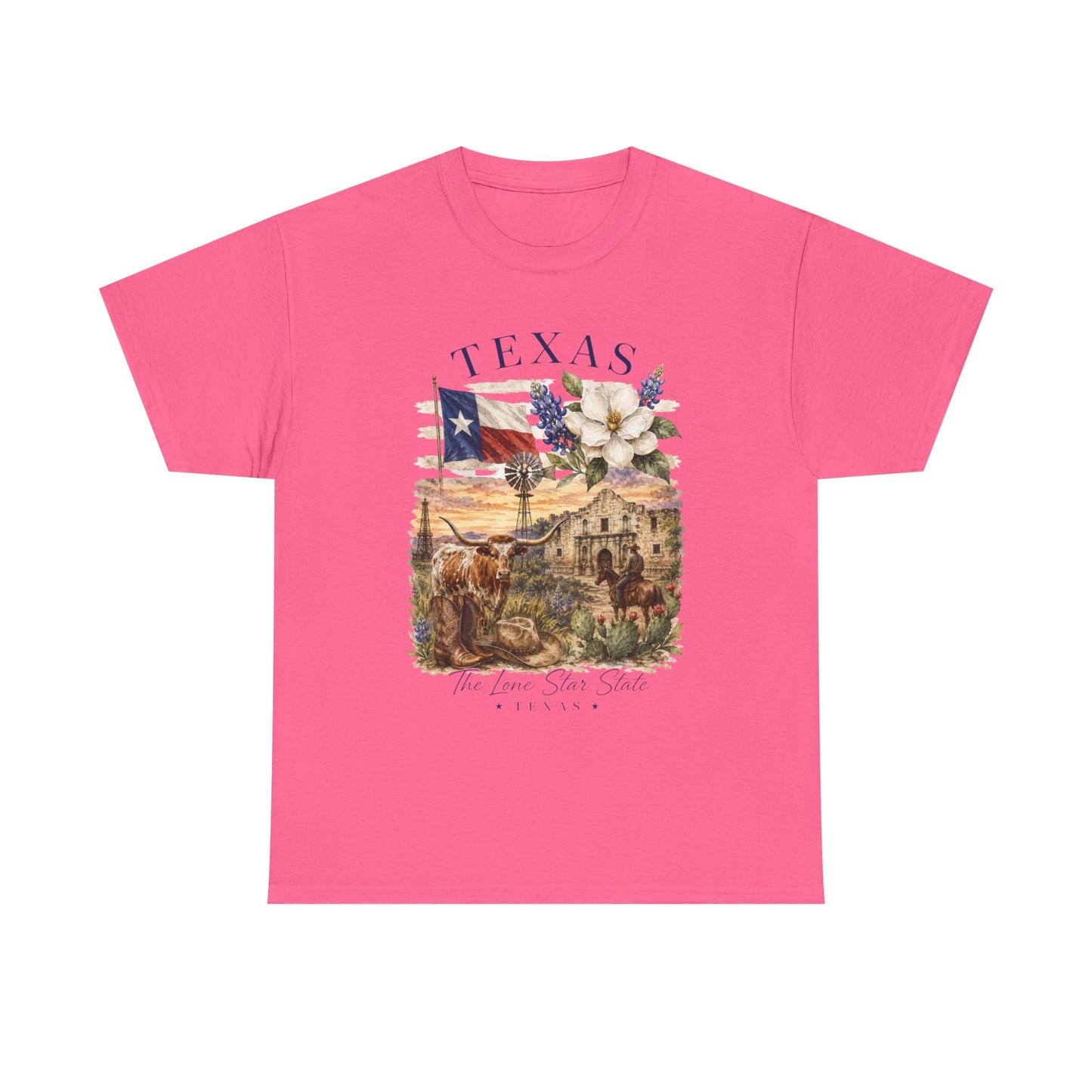 Texas Vintage Scenic T-Shirt — Lone Star & Wildflower Graphic