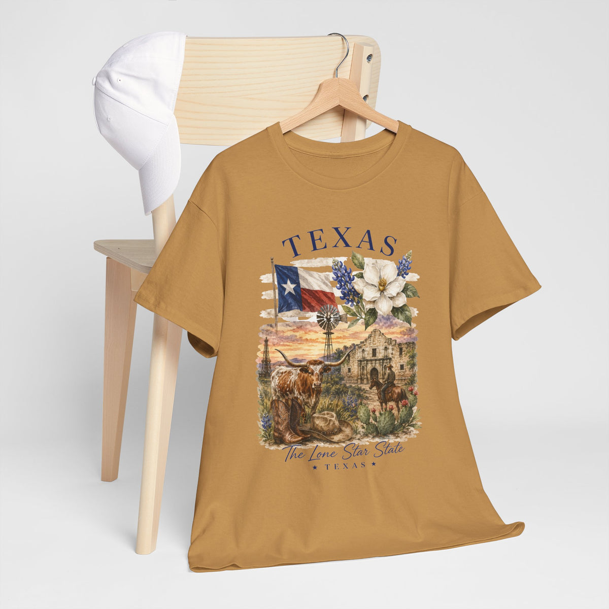 Texas Vintage Scenic T-Shirt — Lone Star Flag & Wildflower Graphic