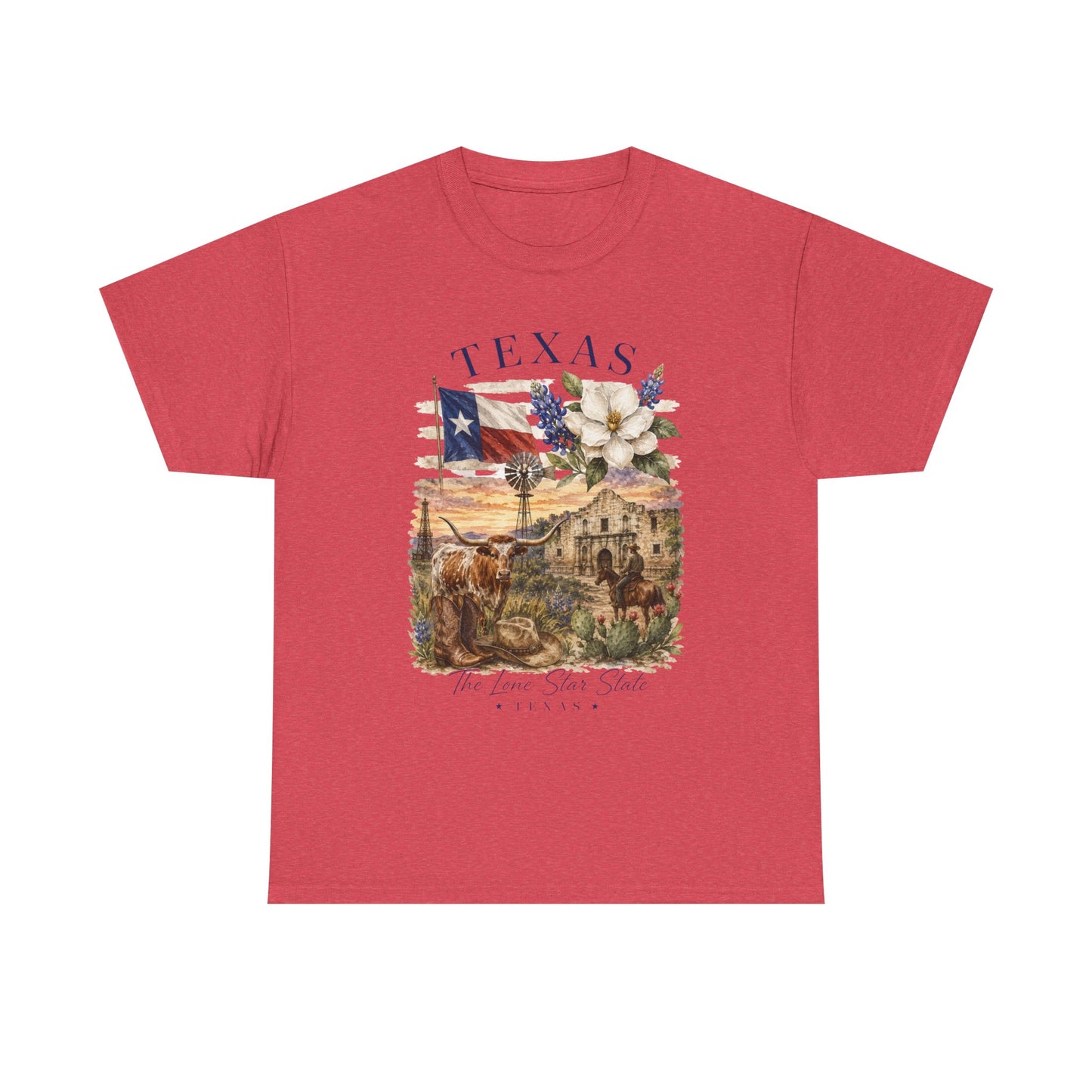 Texas Vintage Scenic T-Shirt — Lone Star & Wildflower Graphic