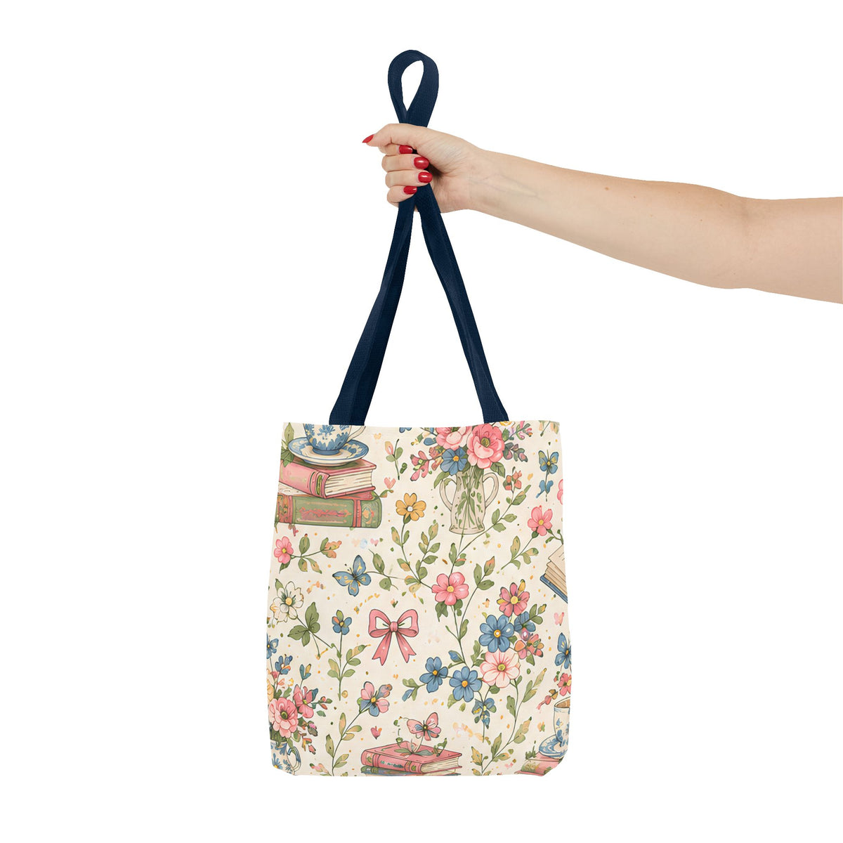 Bookish Blooms Floral Books Tote Bag — Vintage Garden Print AOP