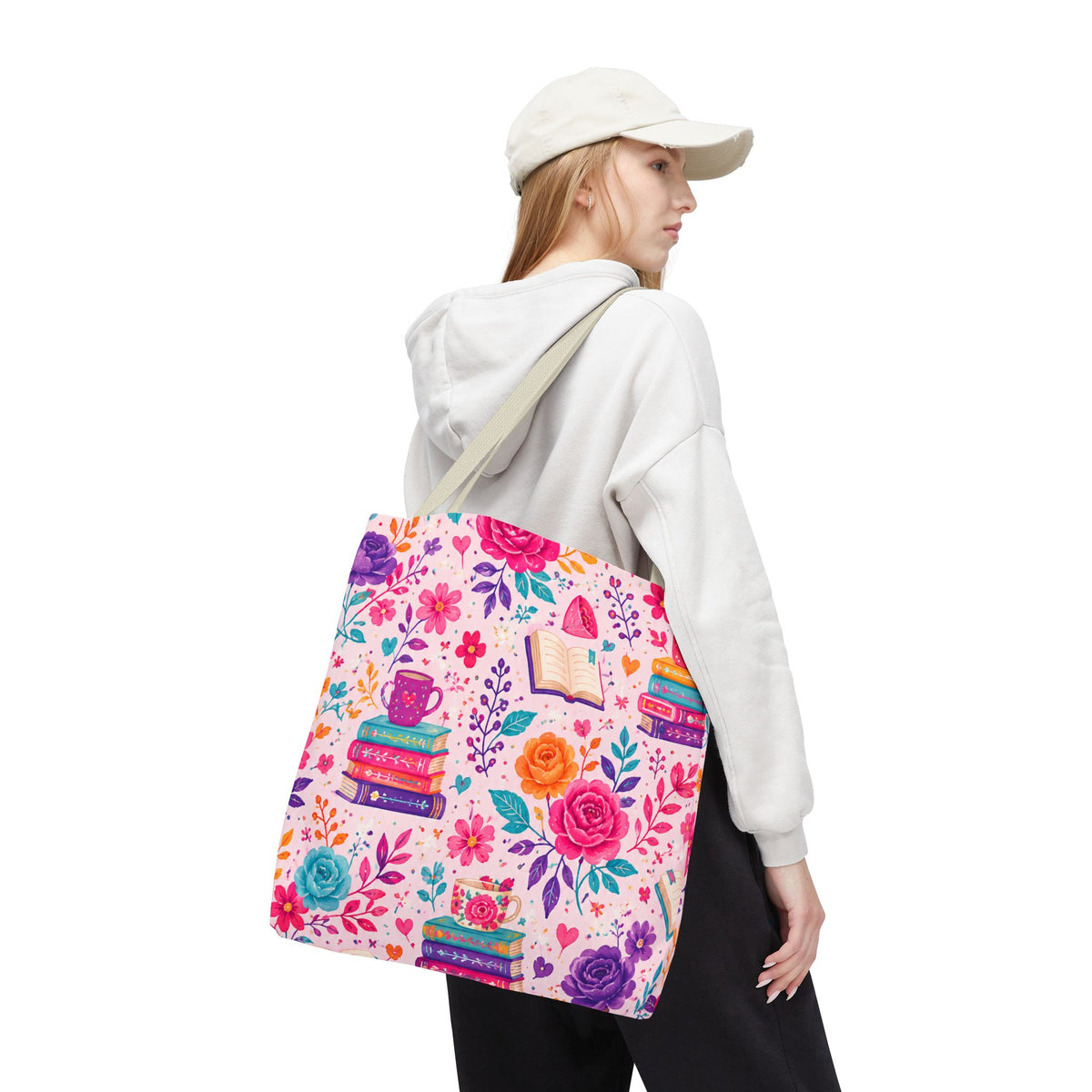 Enchanted Book Floral Books Tote Bag — Vintage Garden Print AOP
