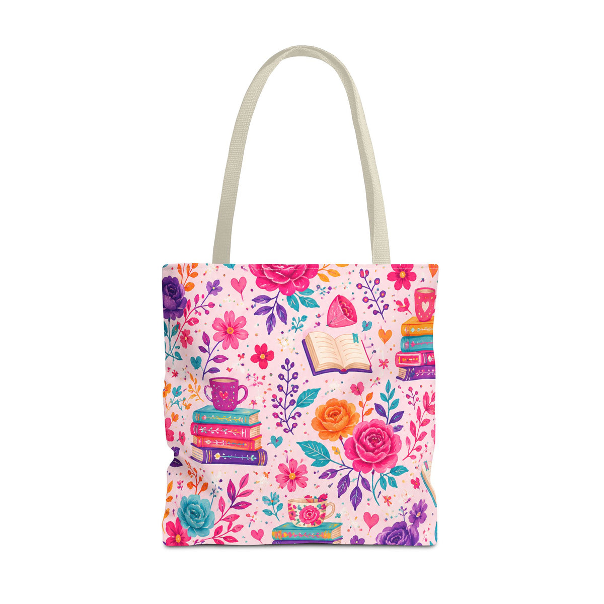 Enchanted Book Floral Books Tote Bag — Vintage Garden Print AOP