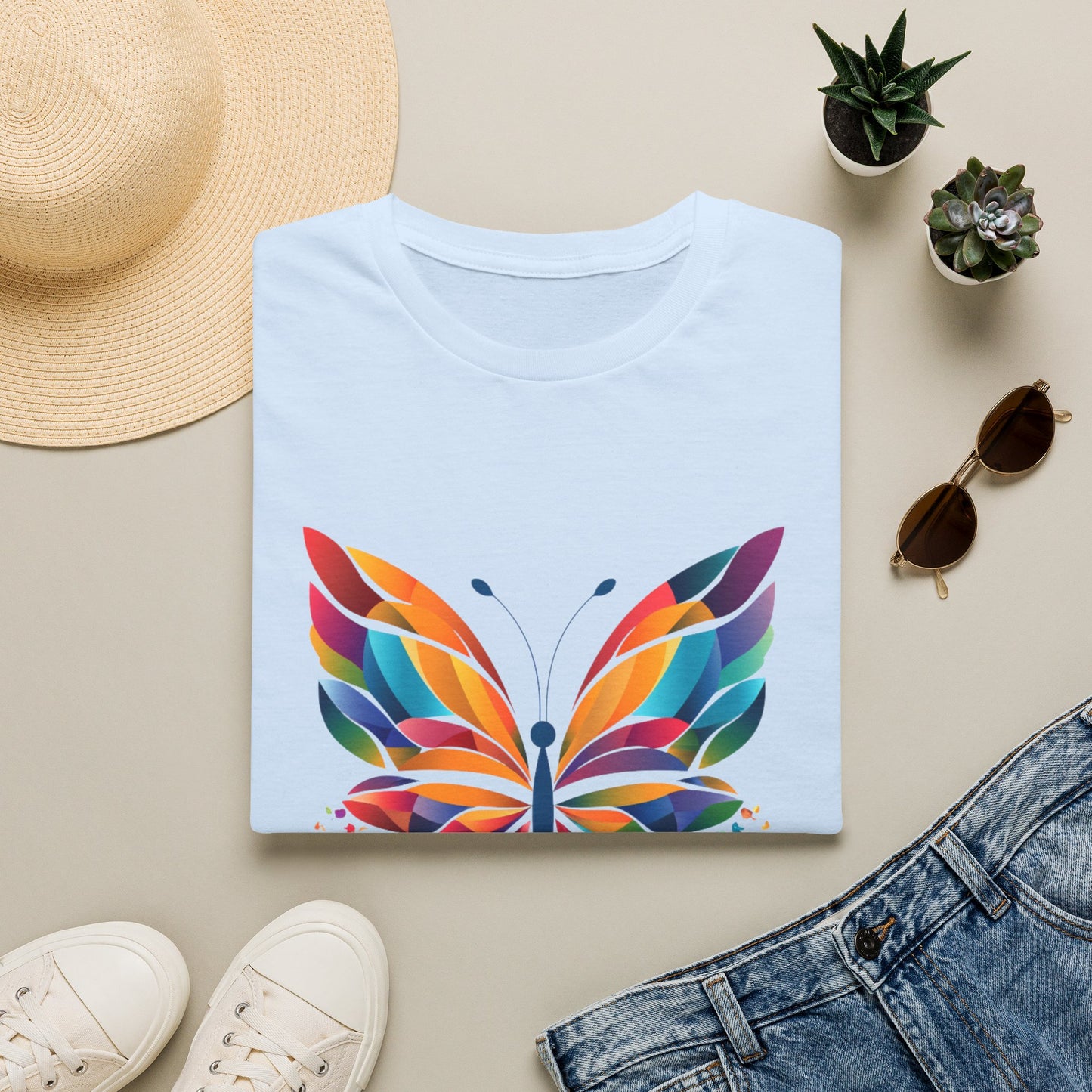 Colorful Butterfly T-Shirt — Vibrant Rainbow Wing Graphic Tee