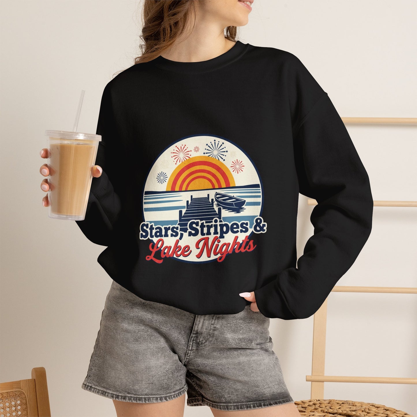 Stars, Stripes, & Lake Nights Unisex Heavy Blend™ Crewneck Sweatshirt