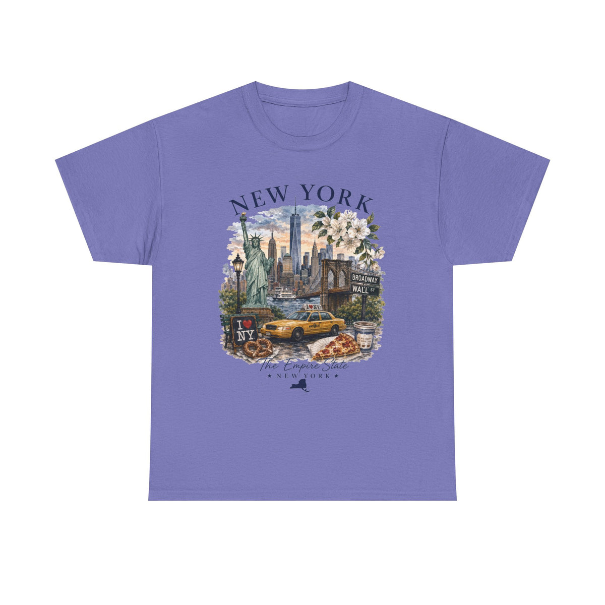 New York City Vintage Travel Tee — NYC Skyline, Yellow Cab & Landmark Collage