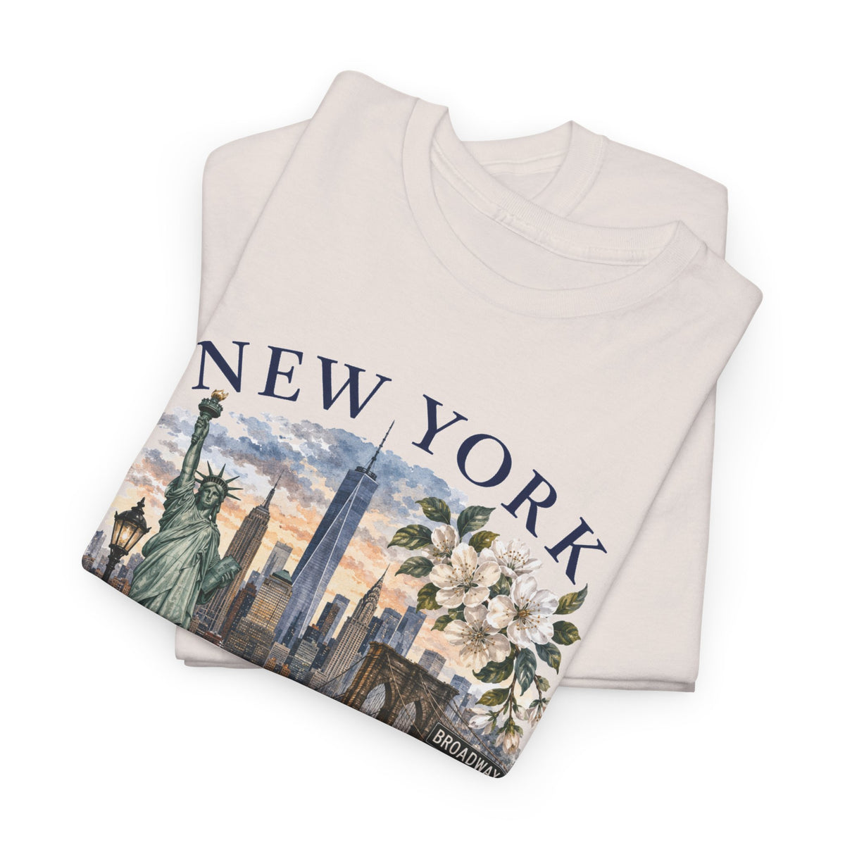 New York City Vintage Travel Tee — NYC Skyline, Yellow Cab & Landmark Collage