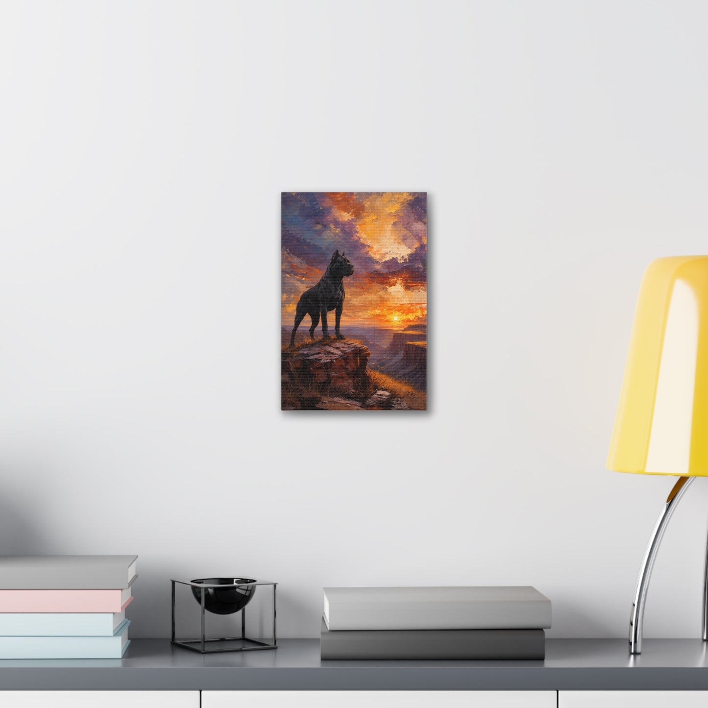 Black Cane Corso Sunset Canyon Wall Art