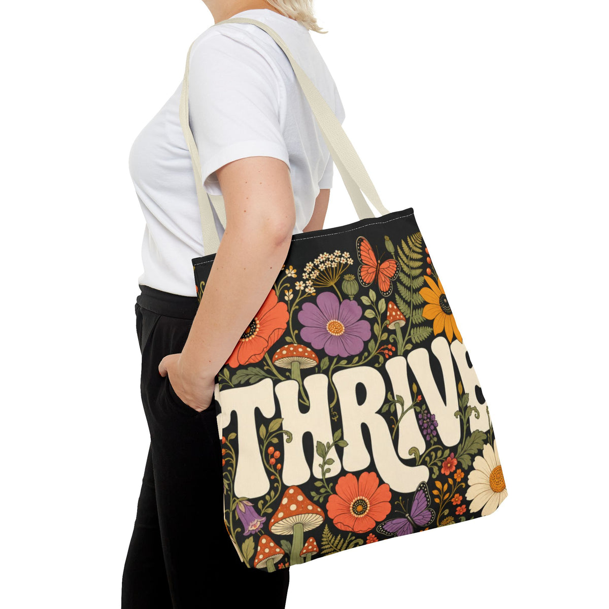 THRIVE Book Club Floral Books Tote Bag — Vintage Garden Print AOP