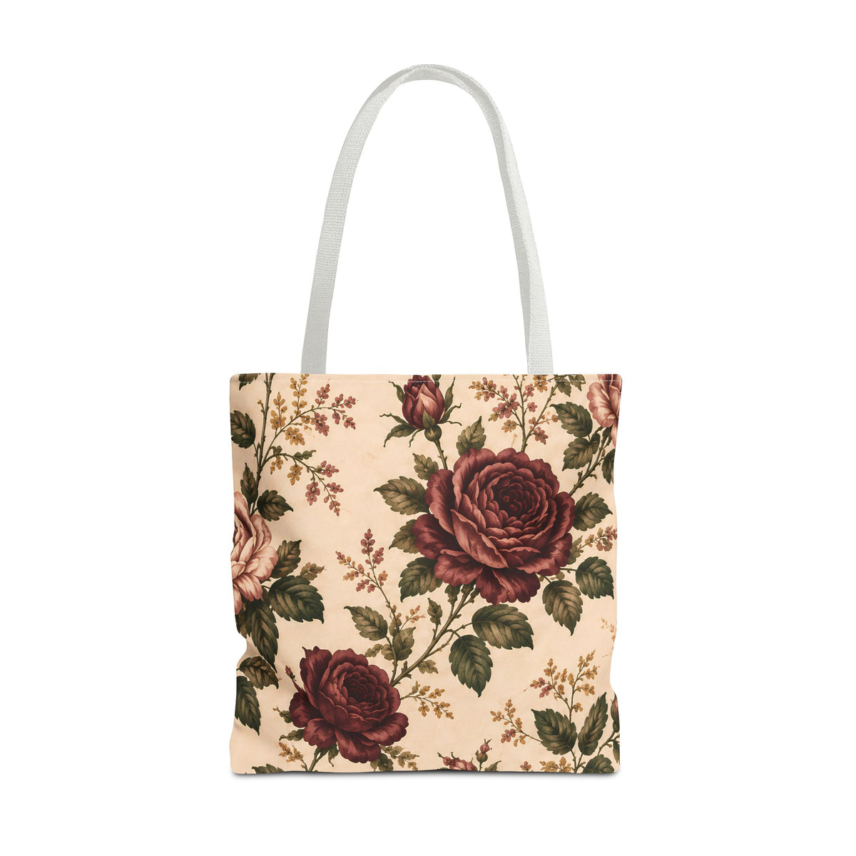 Southern Rose Floral Books Tote Bag — Vintage Garden Print AOP