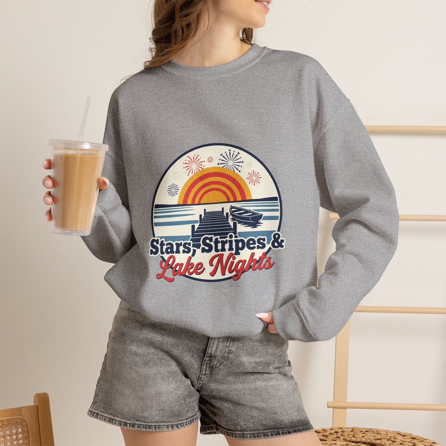 Stars, Stripes, & Lake Nights Unisex Heavy Blend™ Crewneck Sweatshirt