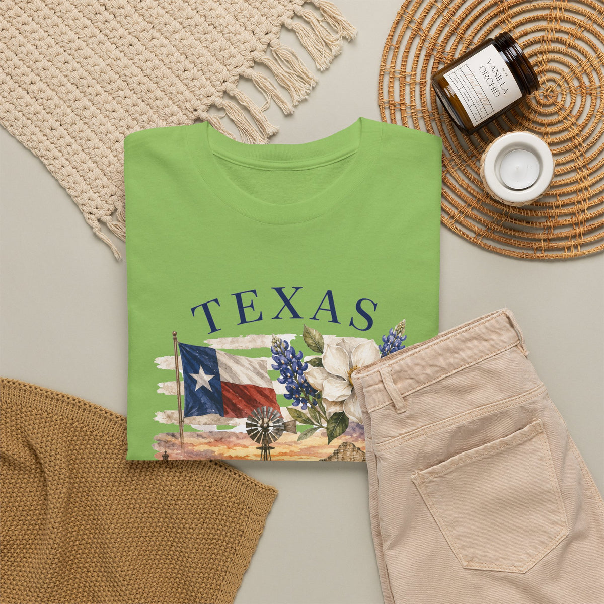 Texas Vintage Scenic T-Shirt — Lone Star Flag & Wildflower Graphic
