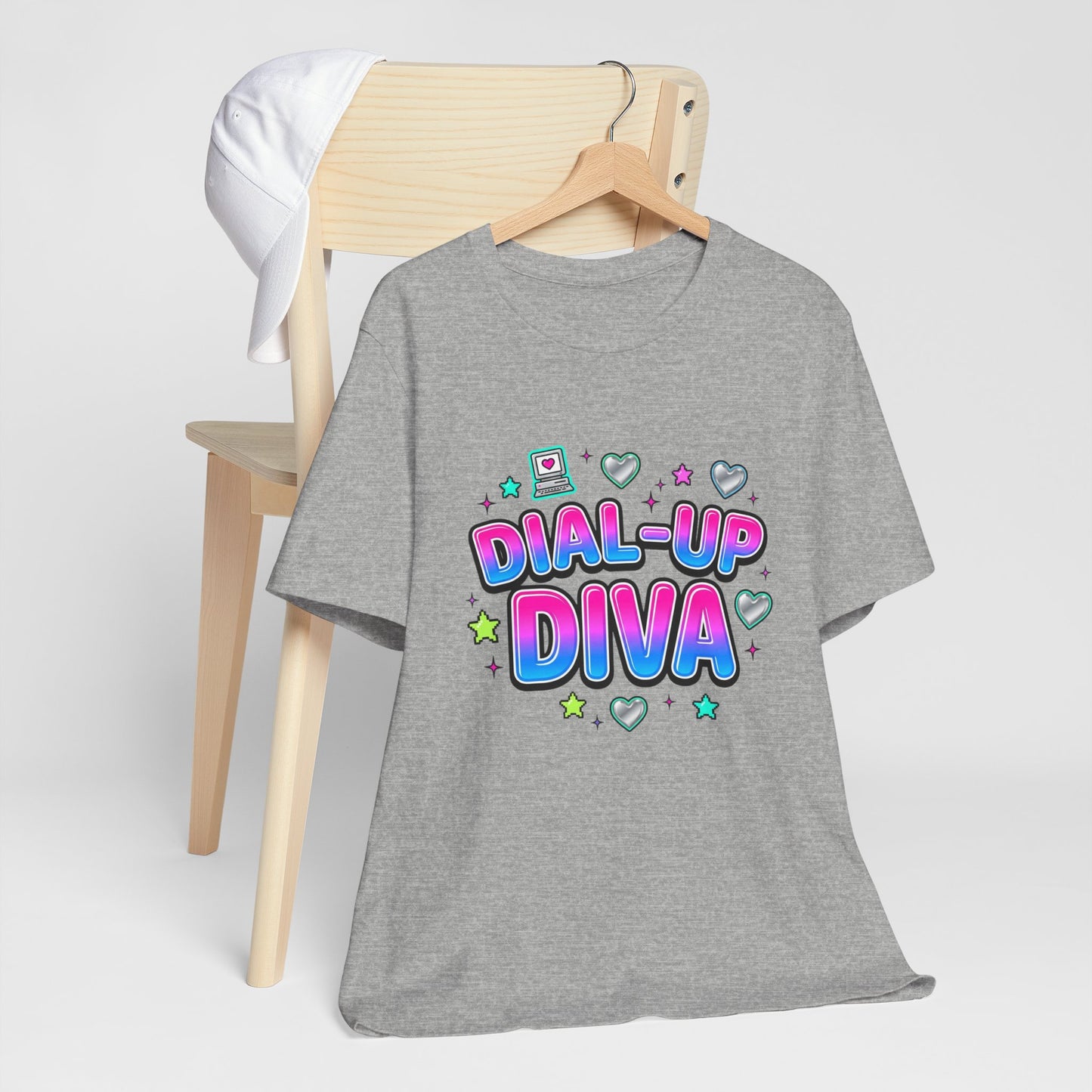 Dial-Up Diva Tee Y2K slogan, bubblegum pink cyber nostalgia