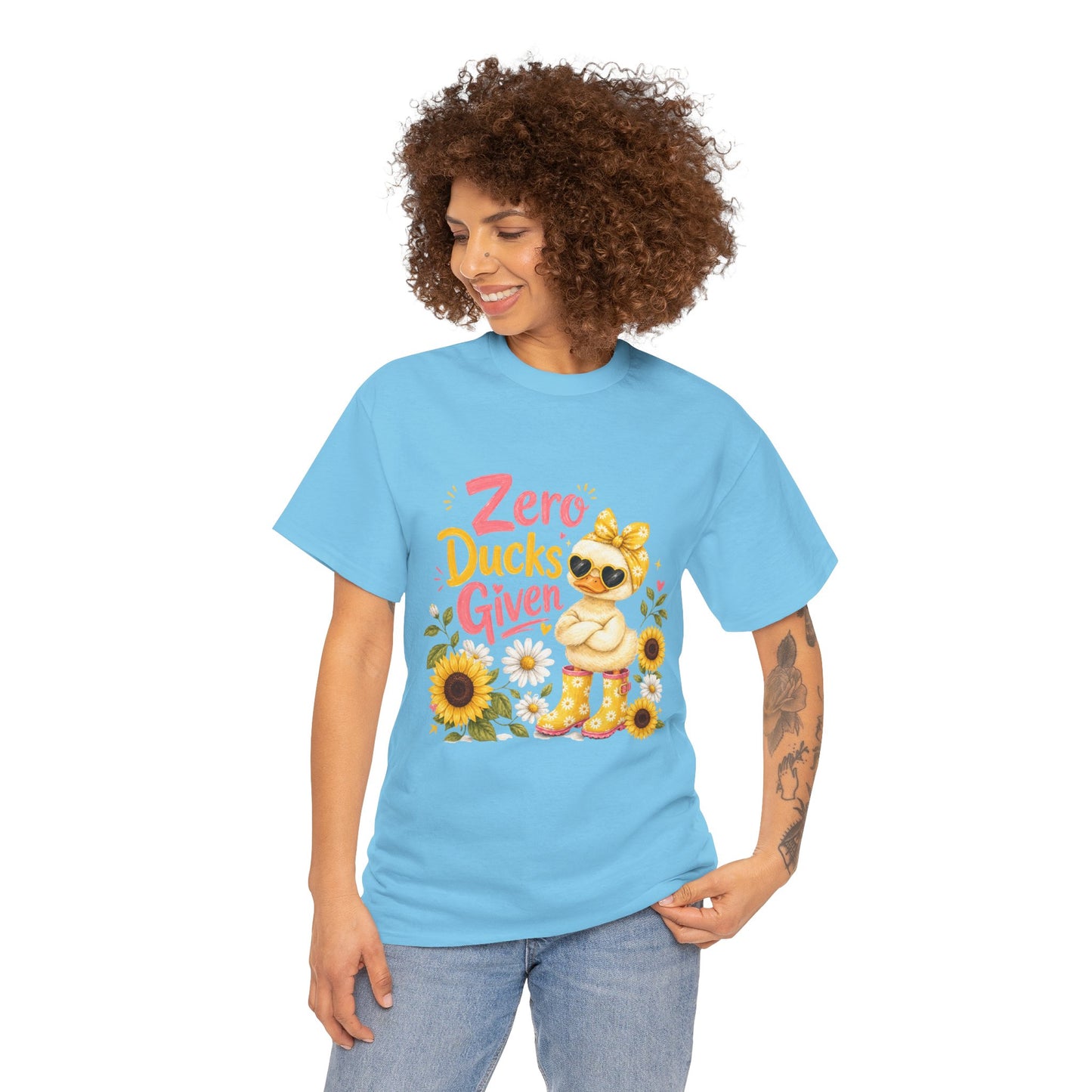Zero Ducks Given T-Shirt | Cute Duck, Sunflowers, Funny Phrase