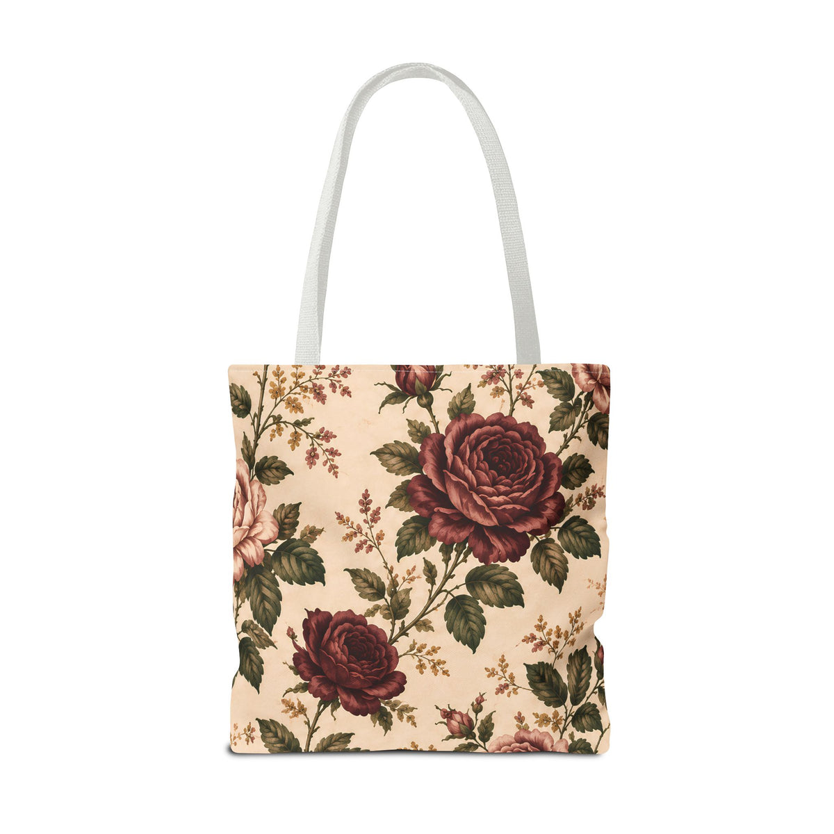 Southern Rose Floral Books Tote Bag — Vintage Garden Print AOP