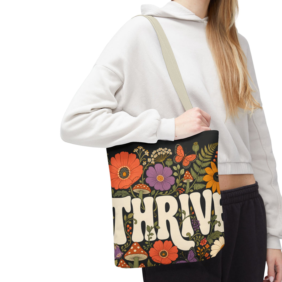 THRIVE Book Club Floral Books Tote Bag — Vintage Garden Print AOP