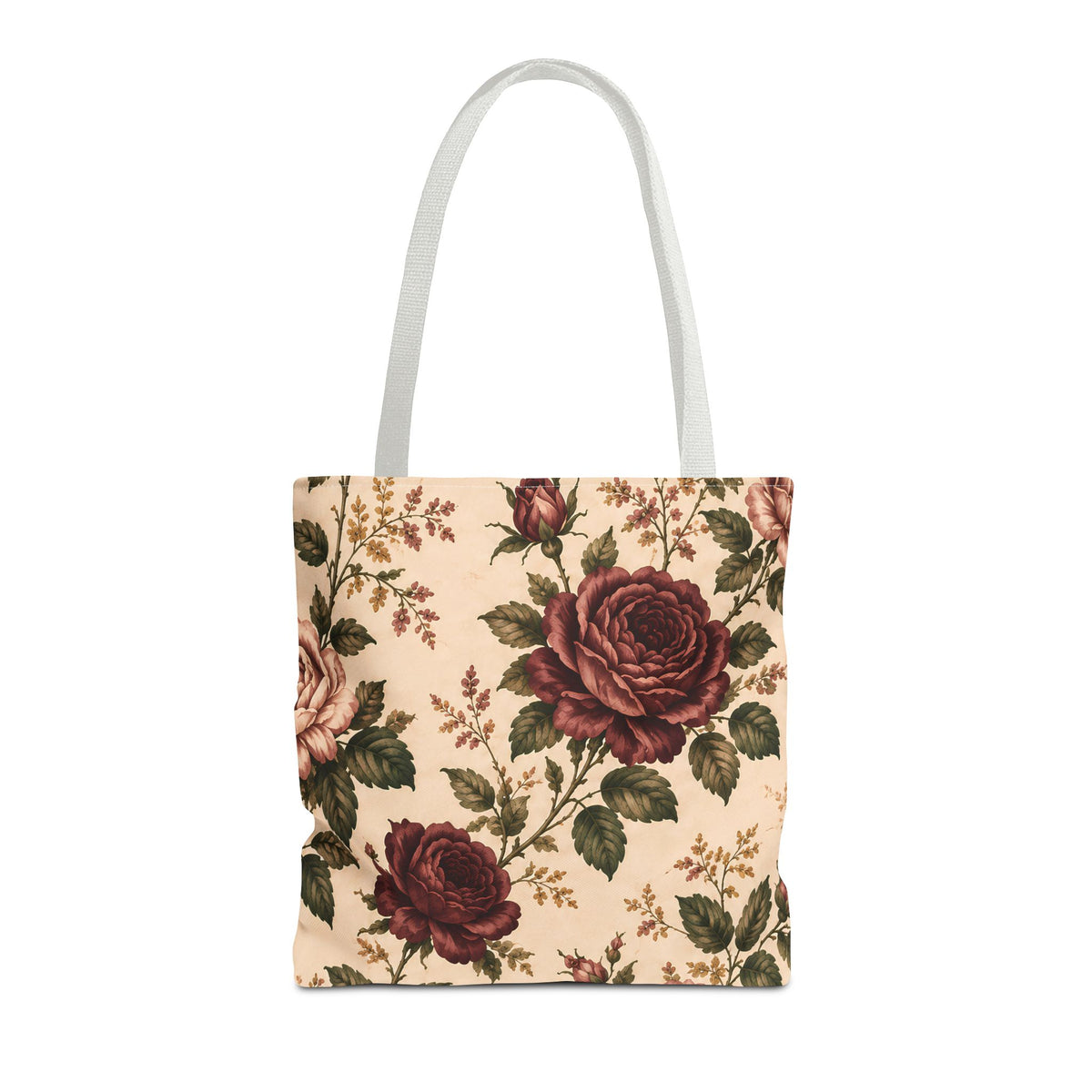 Southern Rose Floral Books Tote Bag — Vintage Garden Print AOP